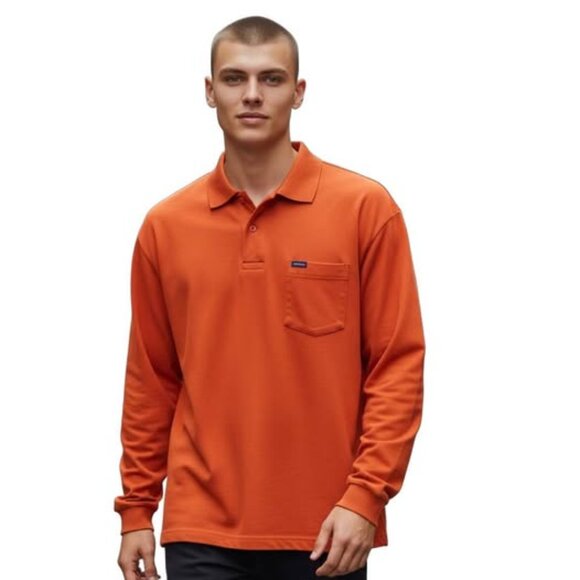 XL Faconnable Burnt Orange Long Sleeve Pullover Shirt.‎ Pocket. Small flaw - Picture 1 of 10